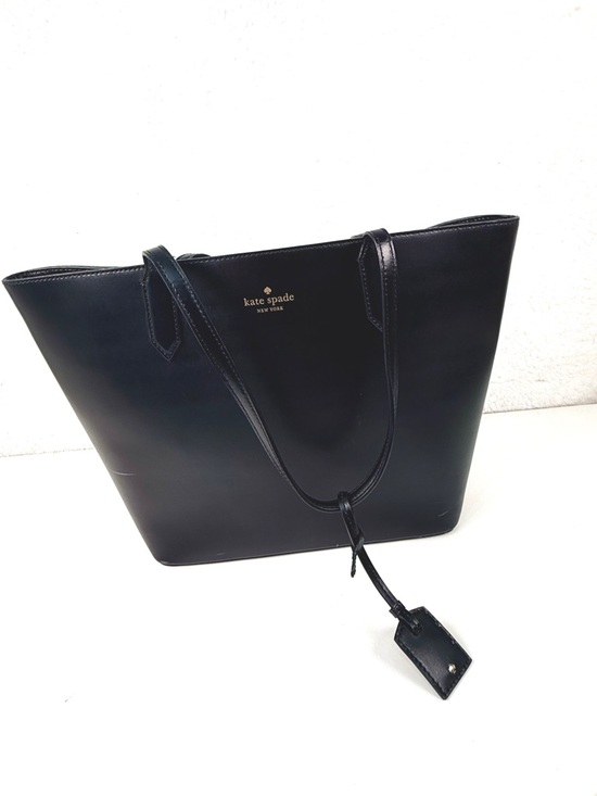 Kate Spade New York Black Leather Open Tote Shoulder Bag 100% Cow Leather